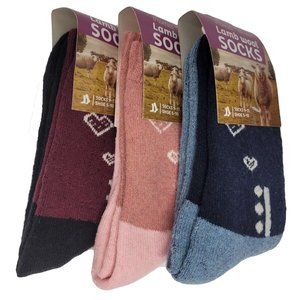 Women's Blend Lamb Wool Crew Socks, Thermal Warm Winter Hiking Boot Sock, 3 Pair